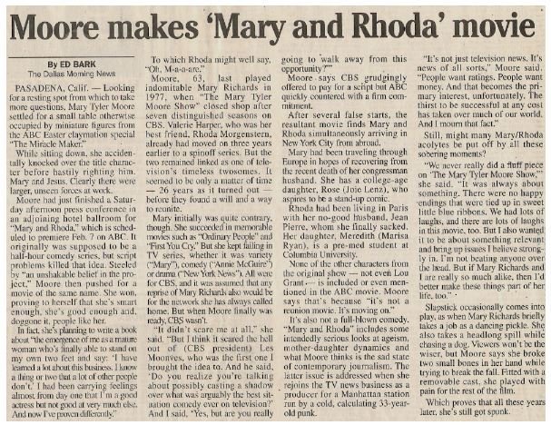 Moore, Mary Tyler / Moore Makes Mary and Rhoda Movie | January 2000