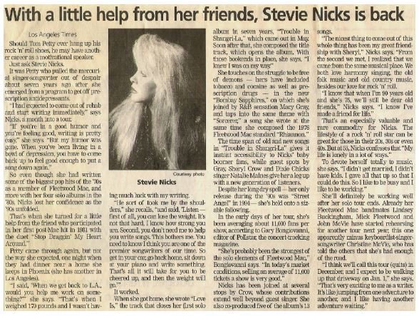 Nicks, Stevie / With a Little Help From Her Friends, Stevie Nicks is Back | August 2001