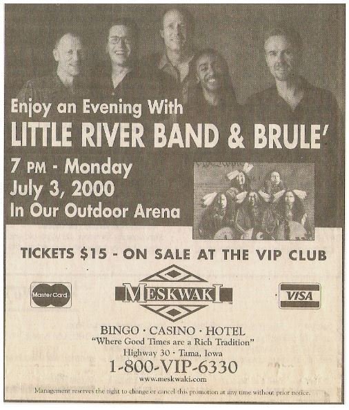 Little River Band / Enjoy An Evening With Little River Band + Brule' | Newspaper Ad with 2 Photos | 2000