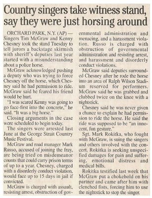 McGraw, Tim / Country Singers Take Witness Stand | May 2001 | with Kenny Chesney