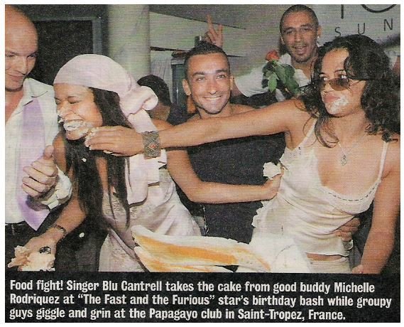 Cantrell, Blu / Food Fight! | Magazine Photo with Caption | August 2004 | with Michelle Rodriguez