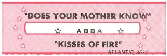 ABBA / Does Your Mother Know | Atlantic 3574 | Jukebox Title Strip | May 1979