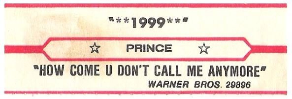 Prince / 1999 | Warner Bros. 29896 | Jukebox Title Strip | September 1982