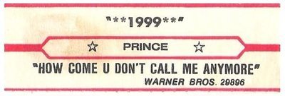 Prince / 1999 | Warner Bros. 29896 | Jukebox Title Strip | September 1982