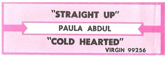 Abdul, Paula / Straight Up | Virgin 99256 | Jukebox Title Strip | November 1988