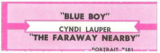Lauper, Cyndi / Blue Boy | Portrait 7181 | Jukebox Title Strip | May 1987
