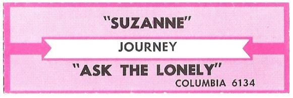 Journey / Suzanne | Columbia 6134 | Jukebox Title Strip | June 1986