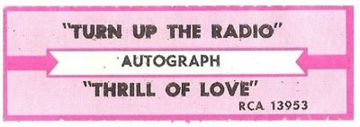 Autograph / Turn Up the Radio | RCA 13953 | Jukebox Title Strip | November 1984