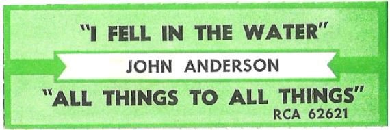 Anderson, John / I Fell in the Water | BNA 62621 | Jukebox Title Strip | August 1993