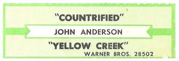 Anderson, John / Countrified | Warner Bros. 28502 | Jukebox Title Strip | November 1986