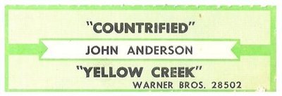 Anderson, John / Countrified | Warner Bros. 28502 | Jukebox Title Strip | November 1986