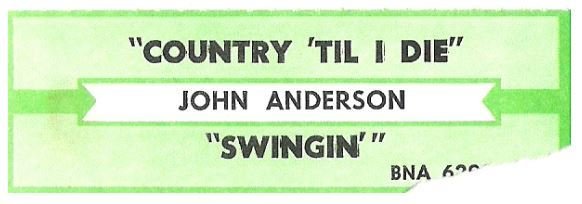 Anderson, John / Country &#39;Til I Die | BNA 62935 | Jukebox Title Strip | September 1994