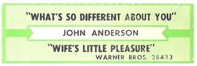 Anderson, John / What's So Different About You | Warner Bros. 28433 | Jukebox Title Strip | February 1987