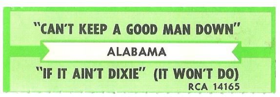 Alabama / Can't Keep a Good Man Down | RCA 14165 | Jukebox Title Strip | August 1985