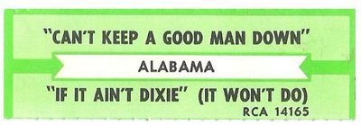 Alabama / Can&#39;t Keep a Good Man Down | RCA 14165 | Jukebox Title Strip | August 1985