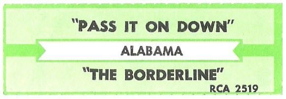 Alabama / Pass It On Down | RCA 2519 | Jukebox Title Strip | March 1990