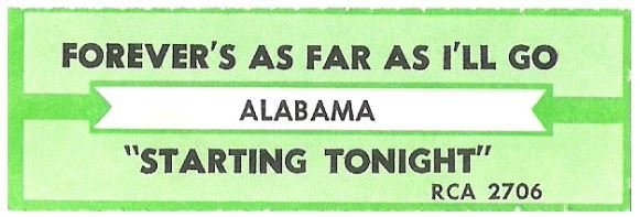 Alabama / Forever's As Far As I'll Go | RCA 2706 | Jukebox Title Strip | November 1990