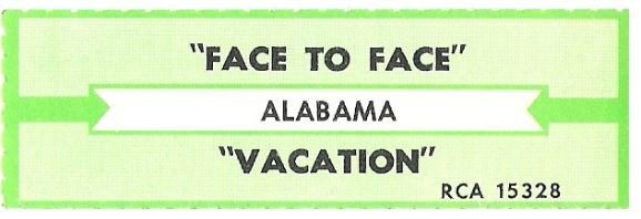 Alabama / Face To Face | RCA 15328 | Jukebox Title Strip | December 1987