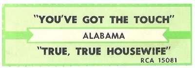 Alabama / You&#39;ve Got the Touch | RCA 15081 | Jukebox Title Strip | December 1986