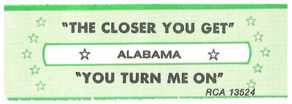 Alabama / The Closer You Get | RCA 13524 | Jukebox Title Strip | April 1983