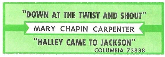 Carpenter, Mary Chapin / Down at the Twist and Shout | Columbia 73838 | Jukebox Title Strip | May 1991