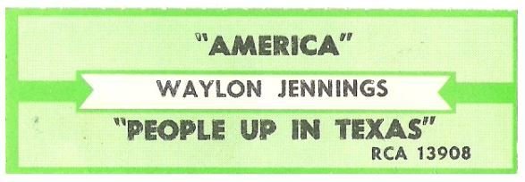 Jennings, Waylon / America | RCA 13908 | Jukebox Title Strip | September 1984