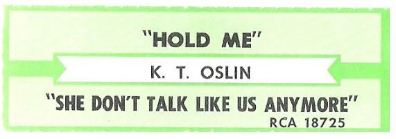 Oslin, K.T. / Hold Me | RCA 18725 | Jukebox Title Strip | 1988