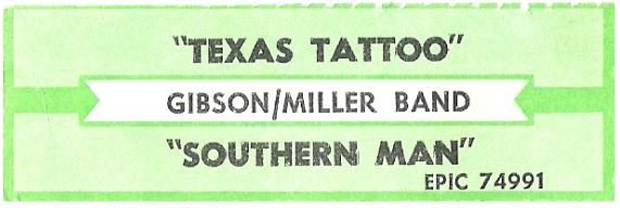 Gibson/Miller Band / Texas Tattoo | Epic 74991 | Jukebox Title Strip | May 1993