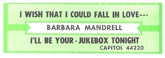 Mandrell, Barbara / I Wish That I Could Fall in Love Today | Capitol 44220 | Jukebox Title Strip | August 1988