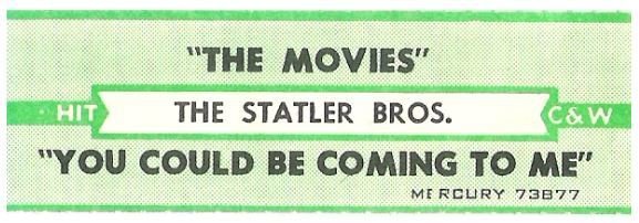 Statler Brothers, The / The Movies | Mercury 73877 | Jukebox Title Strip | January 1977 | Hit Country + Western Series