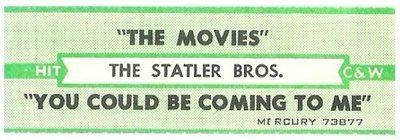 Statler Brothers, The / The Movies | Mercury 73877 | Jukebox Title Strip | January 1977 | Hit Country + Western Series