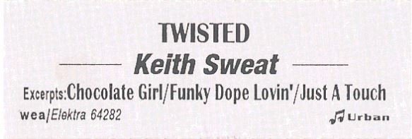 Sweat, Keith / Twisted | Elektra 64282 | Jukebox Title Strip | July 1996