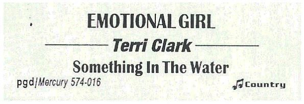 Clark, Terri / Emotional Girl | Mercury 574-016 | Jukebox Title Strip | January 1997