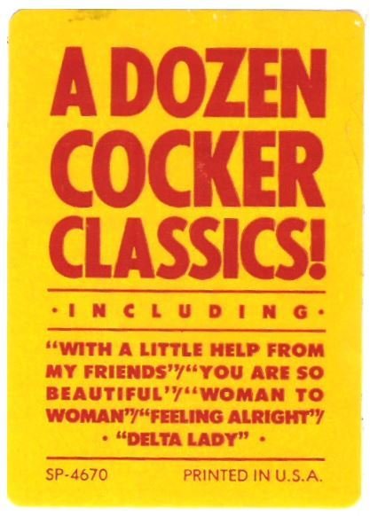 Cocker, Joe / Joe Cocker's Greatest Hits | A+M SP-4670 | Sticker | 1976