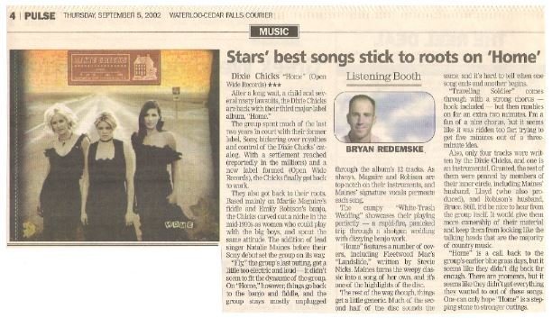 Dixie Chicks, The / Stars' Best Songs Stick to Roots on 'Home' | Newspaper Review | September 2002