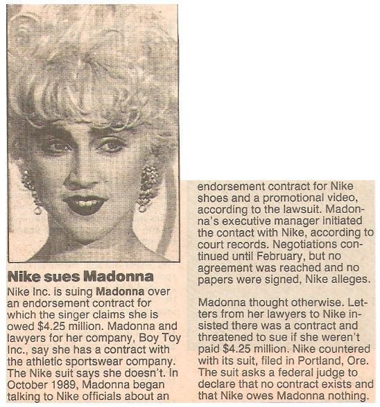 Madonna / Nike Sues Madonna | Newspaper 