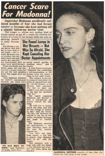 Madonna / Cancer Scare For Madonna! | Magazine Article with 2 Photos | 1987