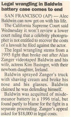 Baldwin, Alec / Legal Wrangling in Baldwin Battery Case Comes to End | June 2000
