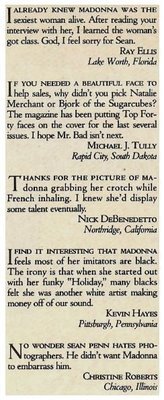 Madonna / 5 Reader Letters | May 1989