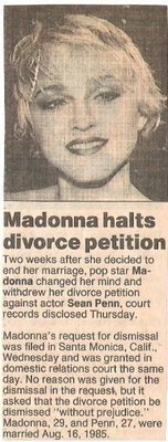 Madonna / Madonna Halts Divorce Petition | January 1989