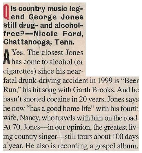 Jones, George / Still Drug and Alcohol Free? (May 2002)