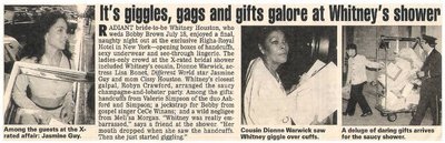 Warwick, Dionne / It&#39;s Giggles, Gags and Gifts Galore at Whitney&#39;s Shower | Magazine Article with 3 Photos | July 1992