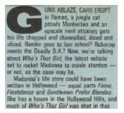 Madonna / Guns Ablaze, Cars Erupt - Who&#39;s That Girl Era | Magazine Article | 1987