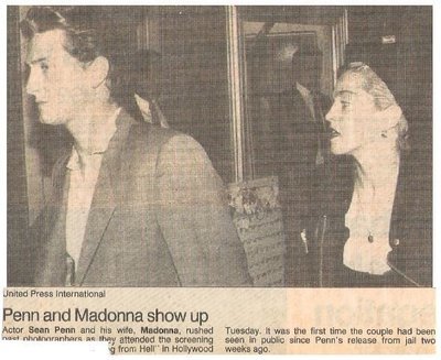 Madonna / Penn and Madonna Show Up | Newspaper Photo with Caption | August 1987