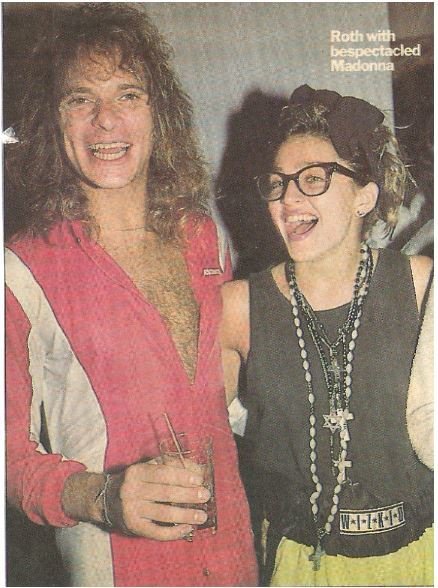 Madonna / Roth With Bespectacled Madonna | Magazine Photo with Caption | October 1984 | with David Lee Roth