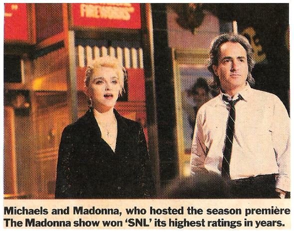 Madonna / With Lorne Michaels, On Saturday Night Live | Magazine Photo with Caption | November 1985