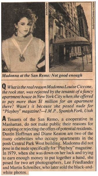 Madonna / Madonna at the San Remo: Not Good Enough | Magazine Article with 2 Photos | August 1985