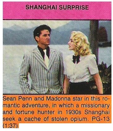 Madonna / Shanghai Surprise - Romantic Adventure| Magazine Article with Photo | 1986 | with Sean Penn