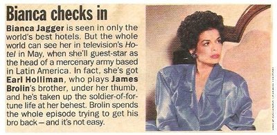Jagger, Bianca / Bianca Checks In | Magazine Article with Photo | 1986