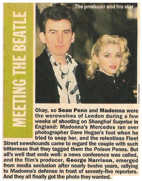 Madonna / Meeting the Beatle | Magazine Article with Photo| 1986 | with George Harrison